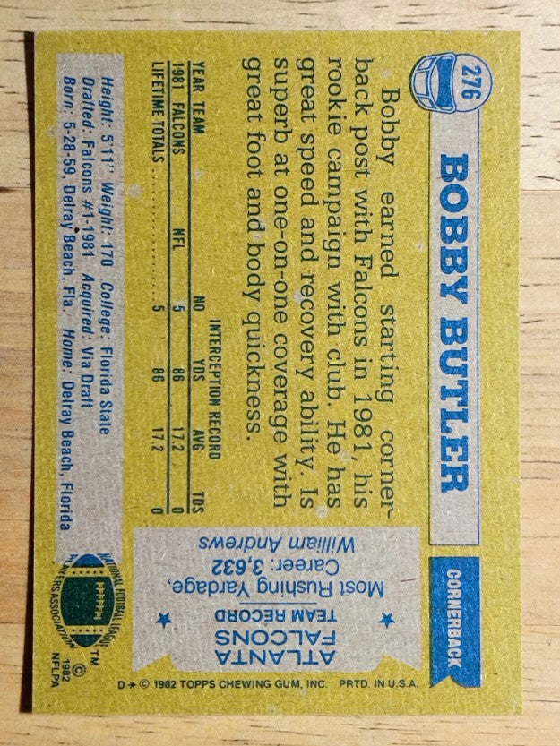 1982 Topps #276 Bobby Butler RC