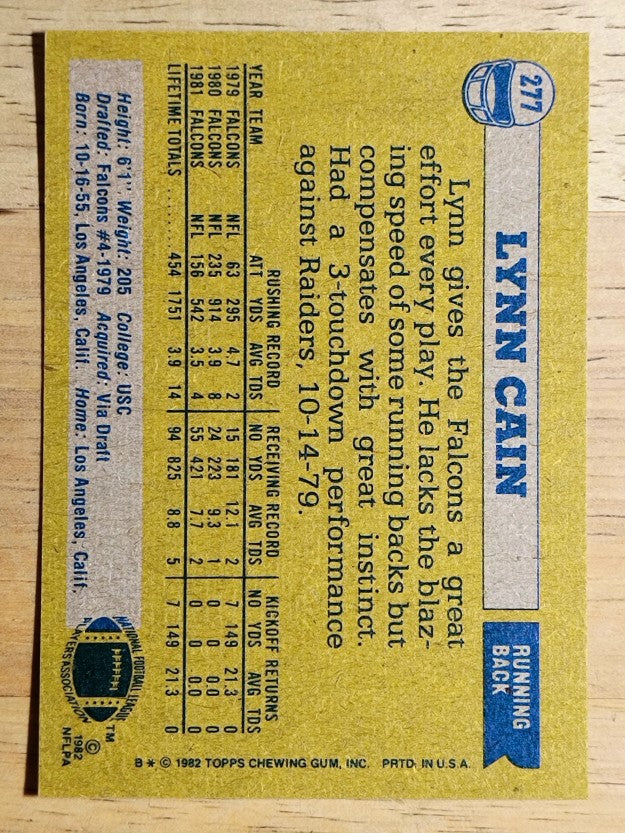 1982 Topps #277 Lynn Cain
