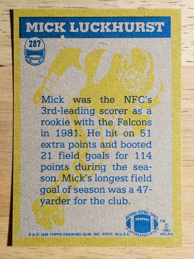 1982 Topps #287 Mick Luckhurst IA