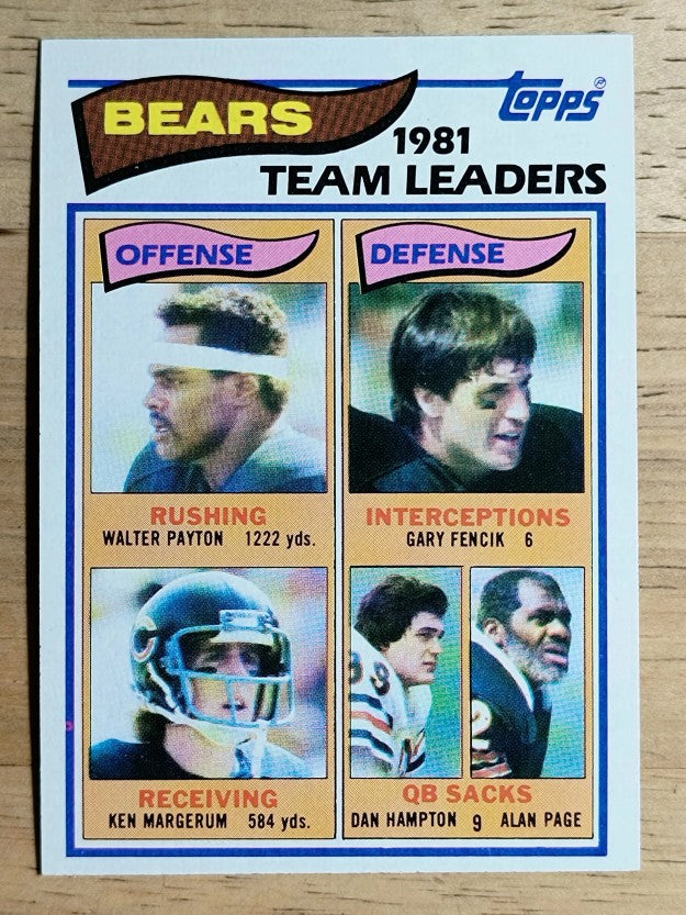 1982 Topps #292 Walter Payton/Ken Margerum/Gary Fencik/Dan Hampton/Alan Page TL