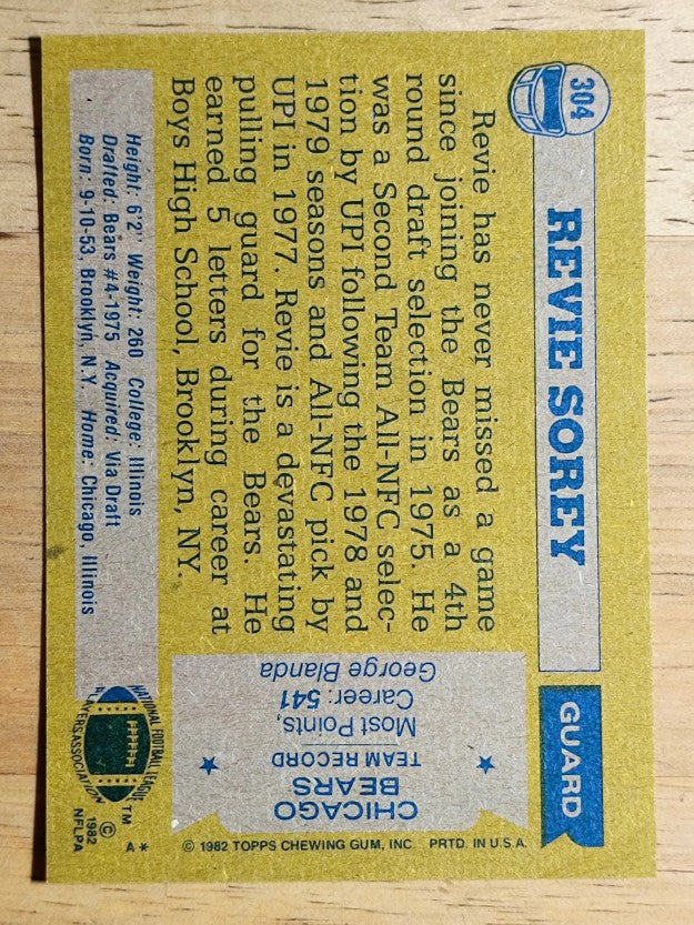 1982 Topps #304 Revie Sorey