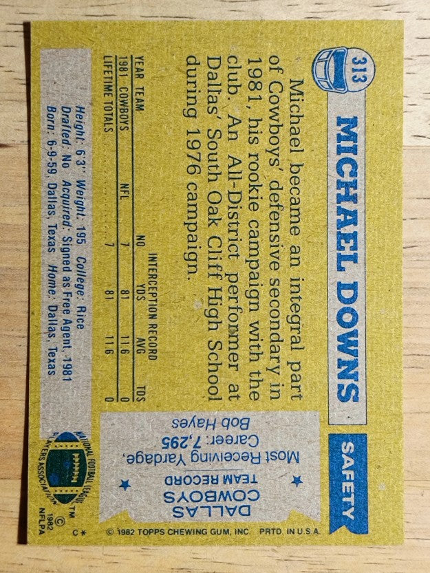 1982 Topps #313 Michael Downs RC