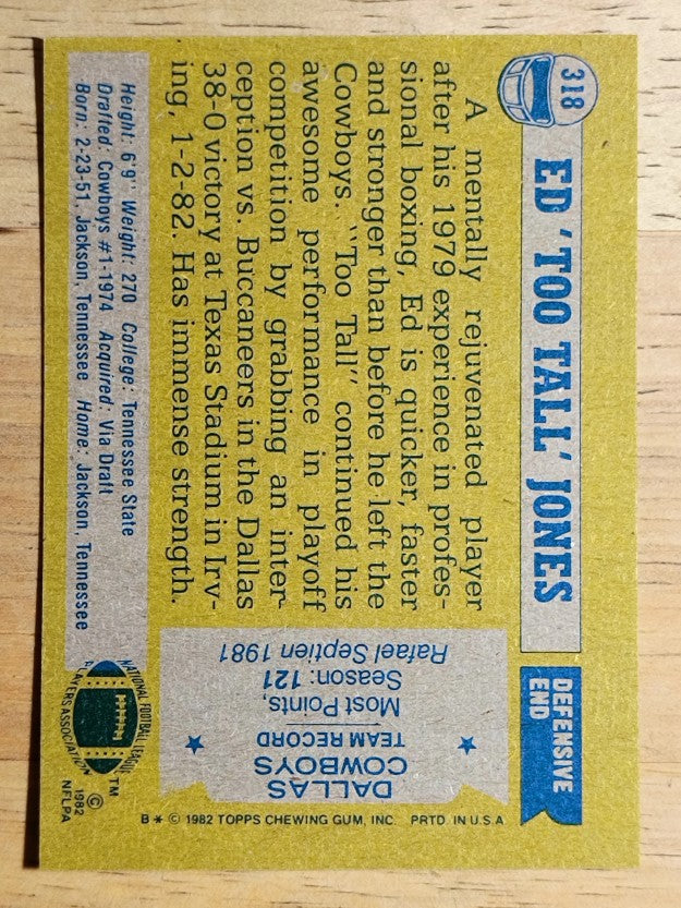 1982 Topps #318 Ed Too Tall Jones AP