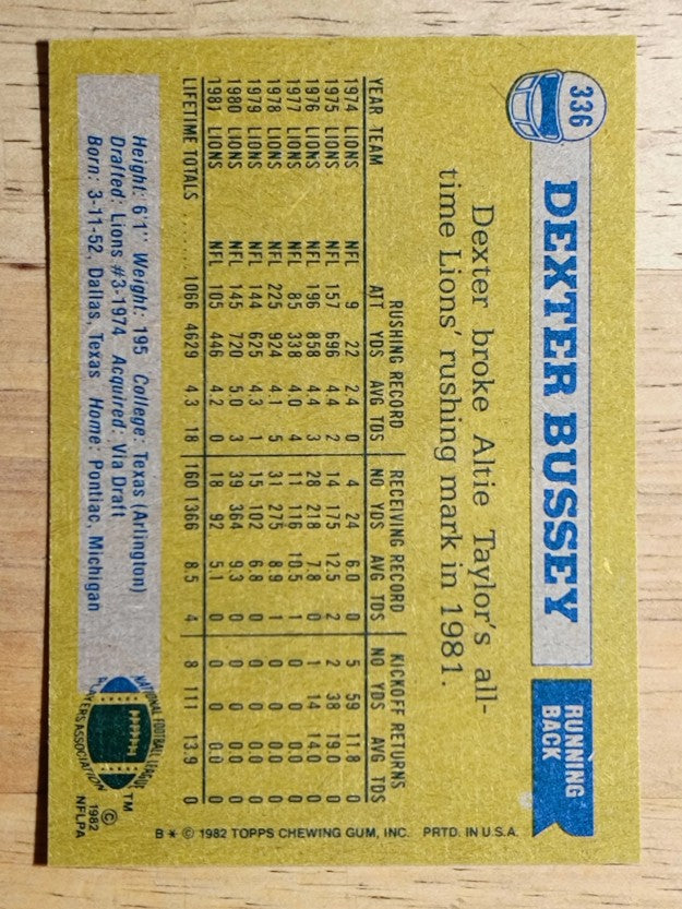 1982 Topps #336 Dexter Bussey