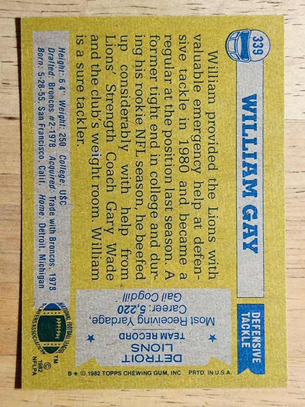 1982 Topps #339 William Gay RC