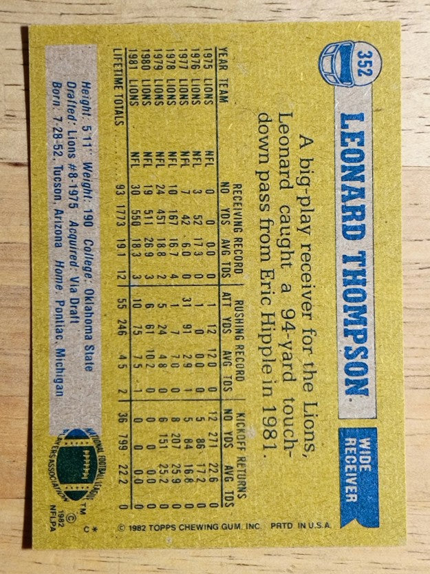 1982 Topps #352 Leonard Thompson