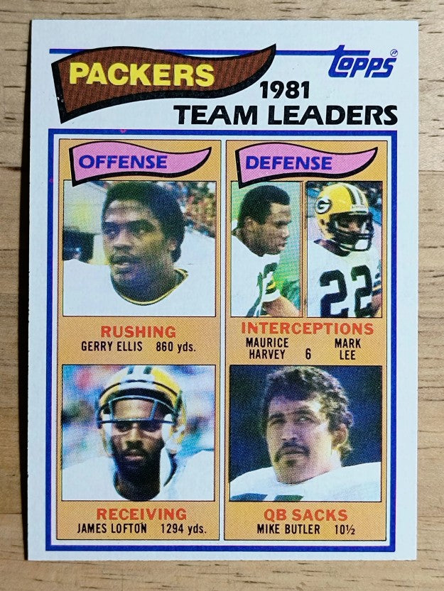 1982 Topps #354 Gerry Ellis/James Lofton/Maurice Harvey/Mark Lee/Mike Butler TL