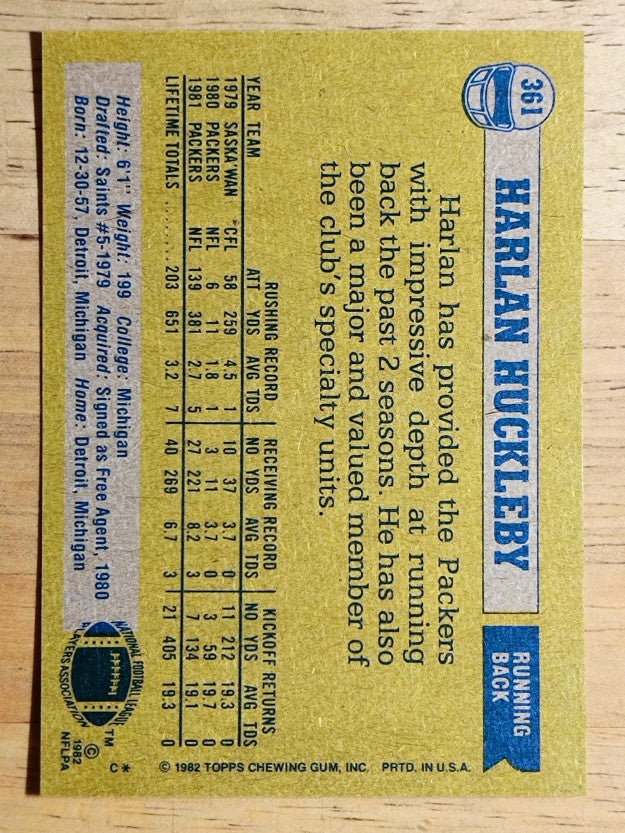 1982 Topps #361 Harlan Huckleby