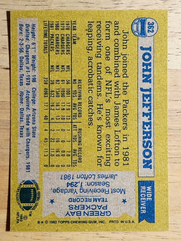 1982 Topps #362 John Jefferson