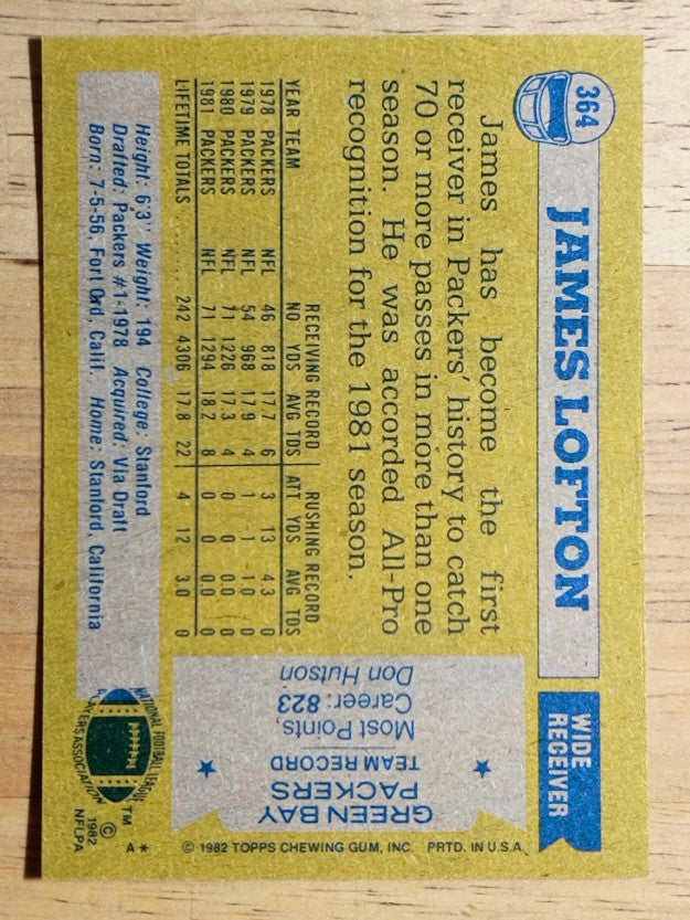 1982 Topps #364 James Lofton AP