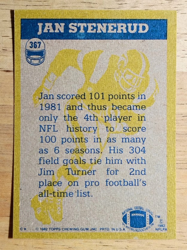 1982 Topps #367 Jan Stenerud IA