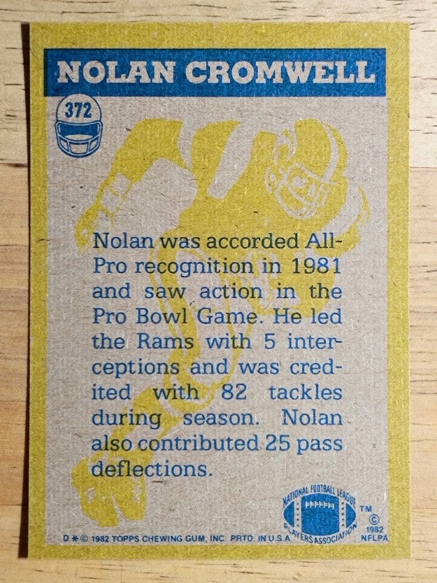 1982 Topps #372 Nolan Cromwell IA