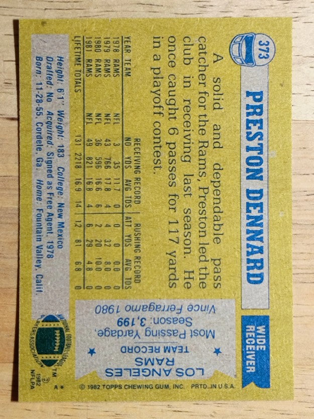 1982 Topps #373 Preston Dennard