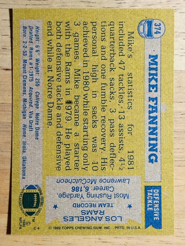 1982 Topps #374 Mike Fanning