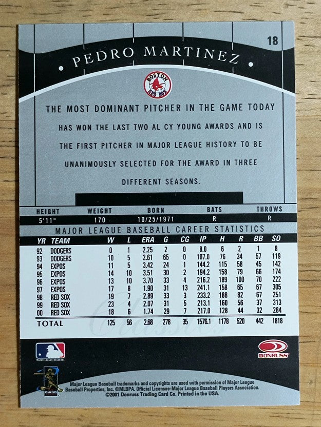 2001 Donruss Classics #18 Pedro Martinez