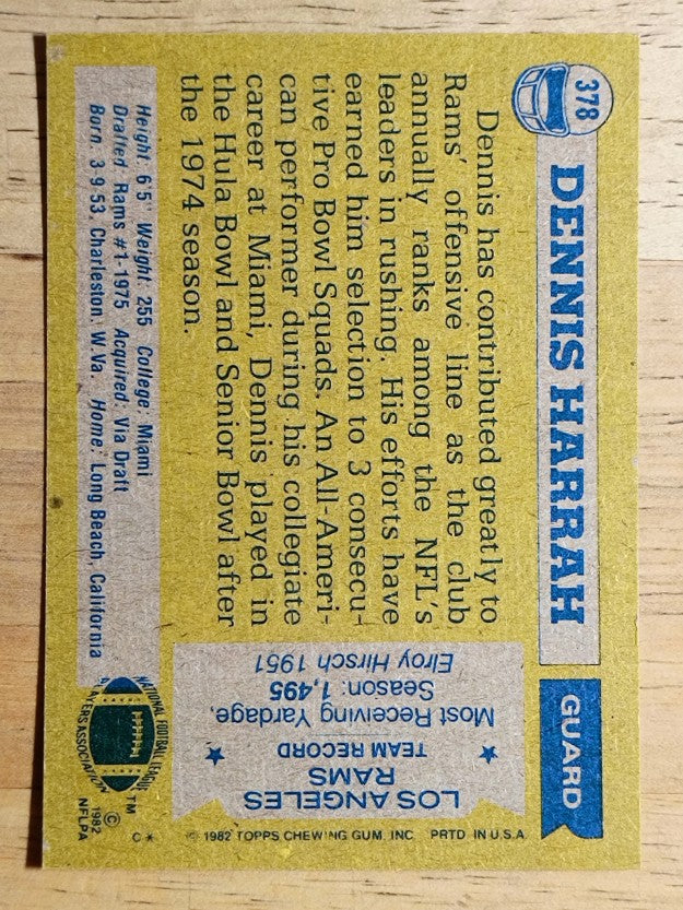 1982 Topps #378 Dennis Harrah