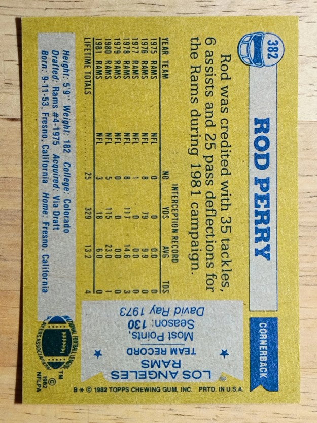 1982 Topps #382 Rod Perry