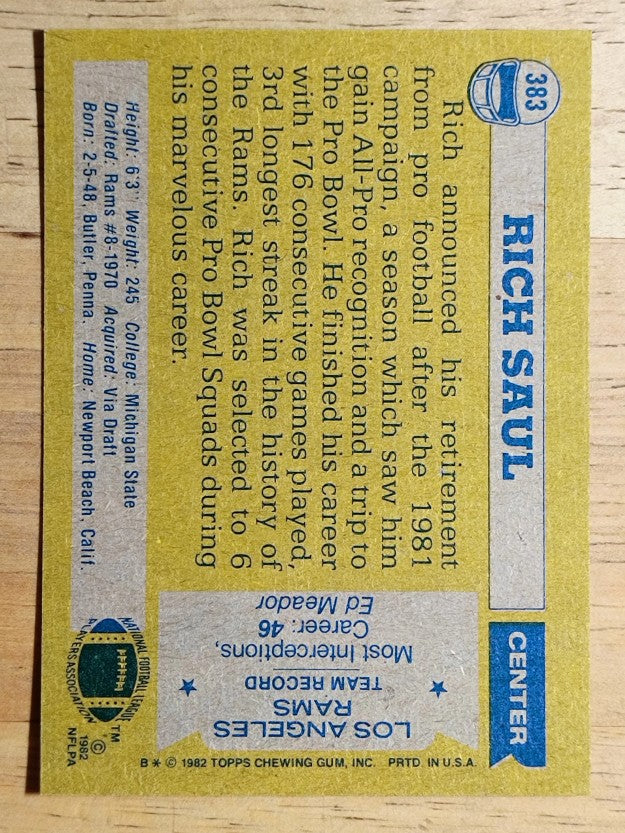 1982 Topps #383 Rich Saul