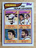 1982 Topps #389 Vikings/Ted Brown/Joe Senser/Tom Hannon/Willie Teal/Matt Blair