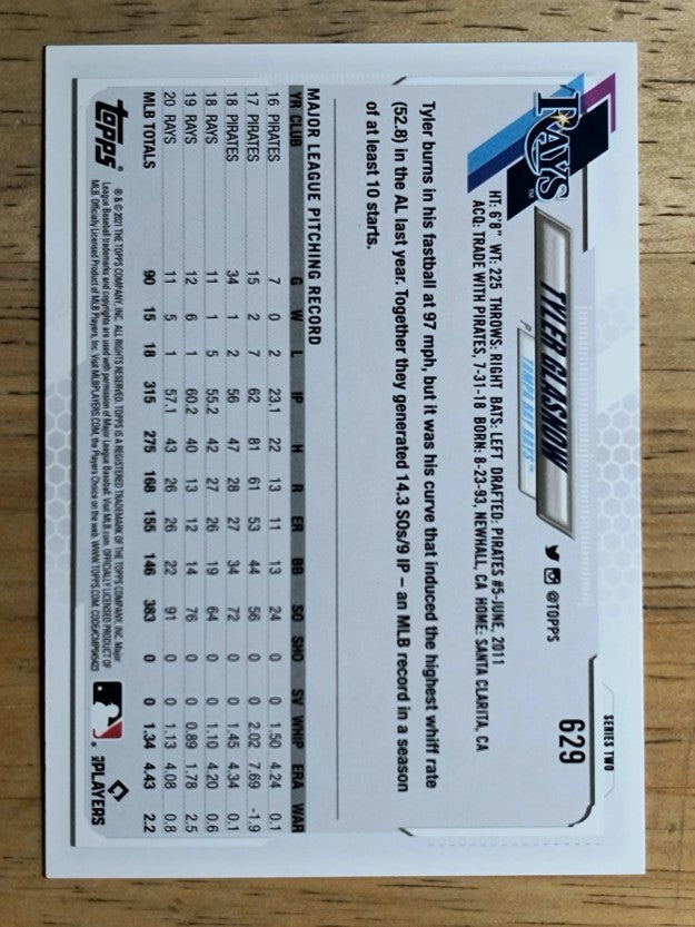 2021 Topps #629 Tyler Glasnow