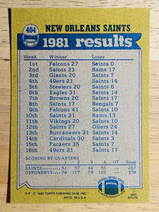 1982 Topps #404 Saints TL/George Rogers/Guido Merkens/Dave Waymer/Rickey Jackson