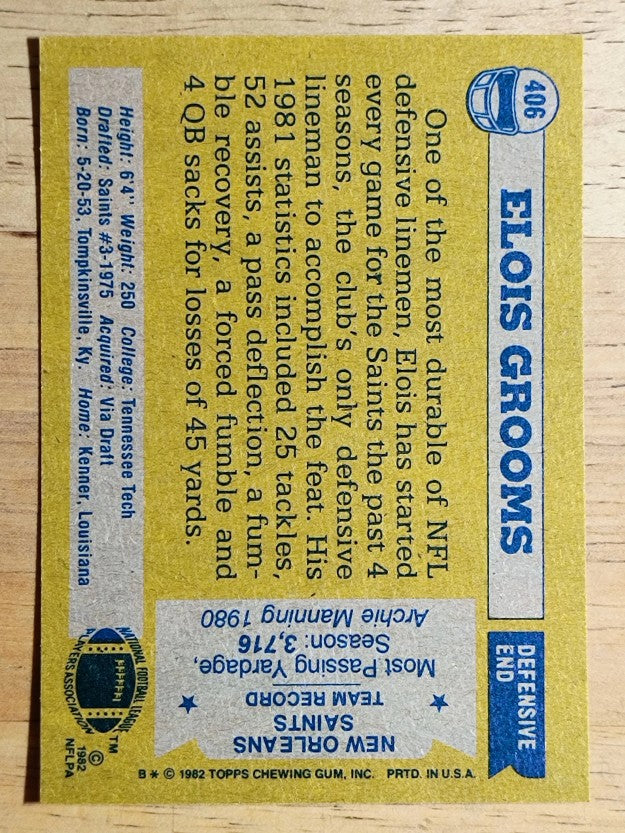1982 Topps #406 Elois Grooms