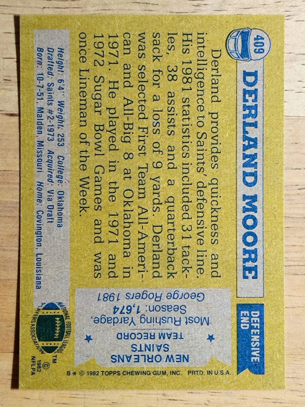 1982 Topps #409 Derland Moore RC