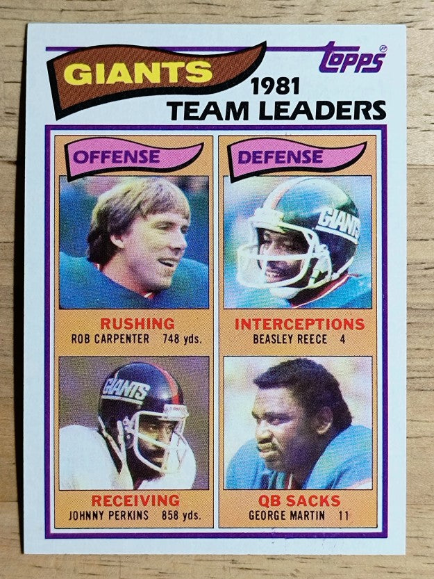 1982 Topps #415 Giants/Rob Carpenter/Johnny Perkins/Beasley Reece/George Martin