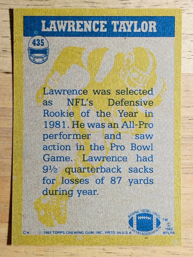 1982 Topps #435 Lawrence Taylor IA
