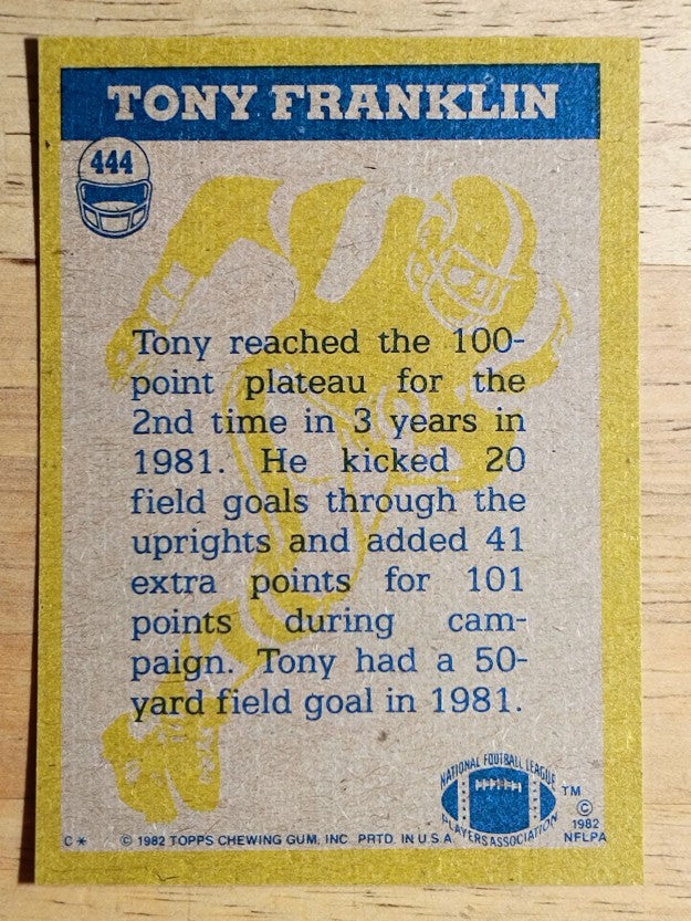 1982 Topps #444 Tony Franklin IA