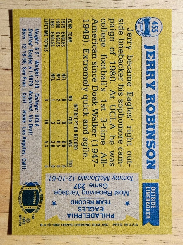 1982 Topps #455 Jerry Robinson