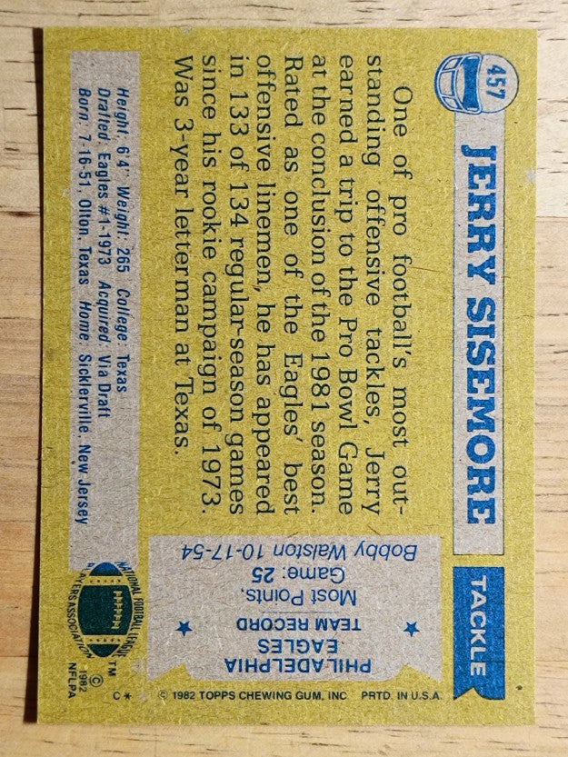 1982 Topps #457 Jerry Sisemore