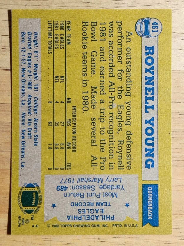 1982 Topps #461 Roynell Young