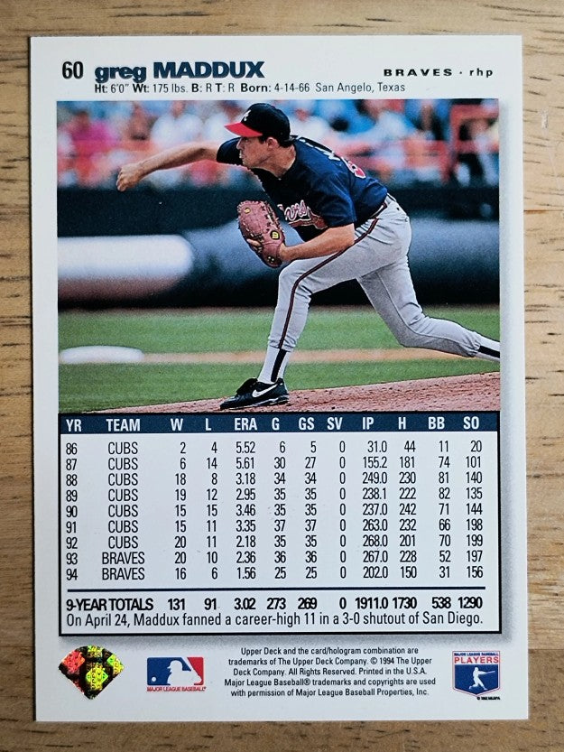 1995 Collector's Choice SE #60 Greg Maddux