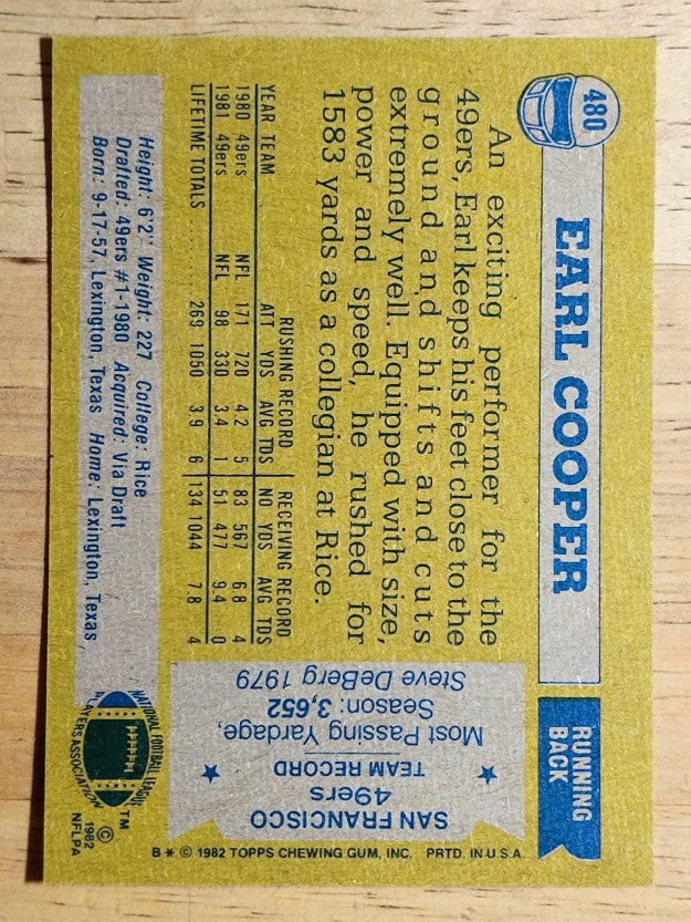 1982 Topps #480 Earl Cooper
