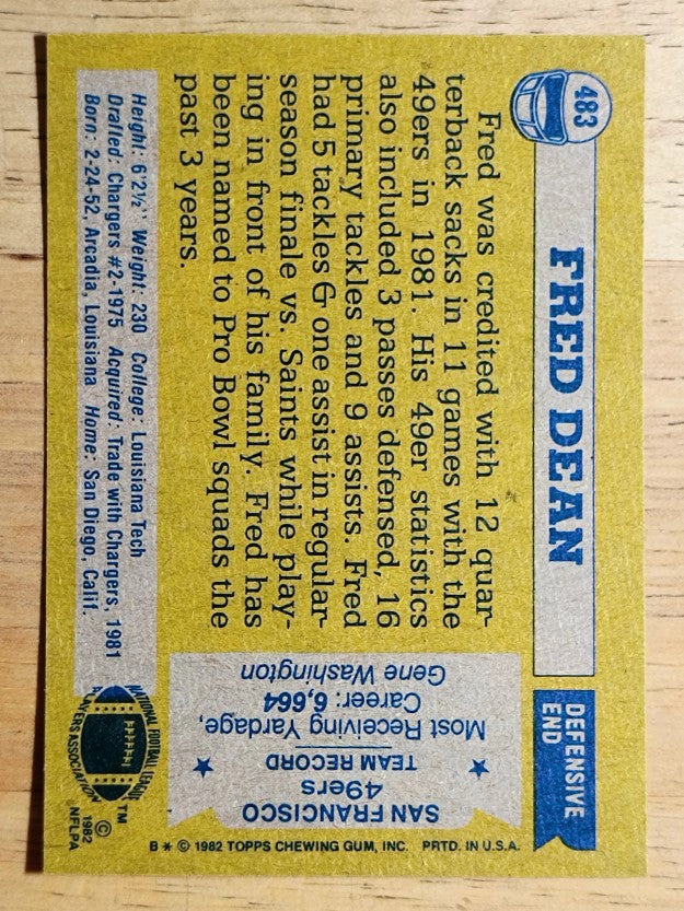 1982 Topps #483 Fred Dean