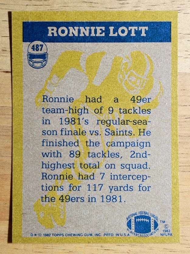 1982 Topps #487 Ronnie Lott IA