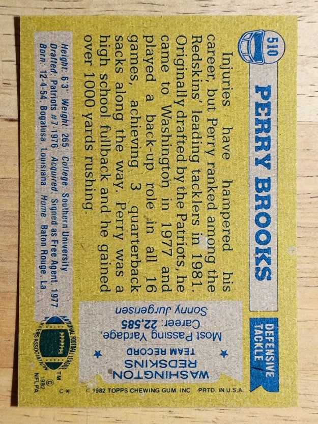 1982 Topps #510 Perry Brooks