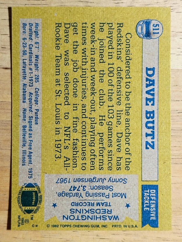 1982 Topps #511 Dave Butz