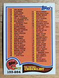 1982 Topps #526 Checklist 133-264