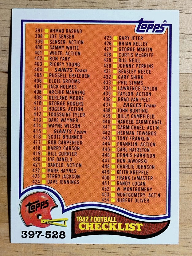 1982 Topps #528 Checklist 397-528