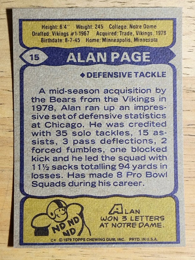 1979 Topps #15 Alan Page (NMMT)