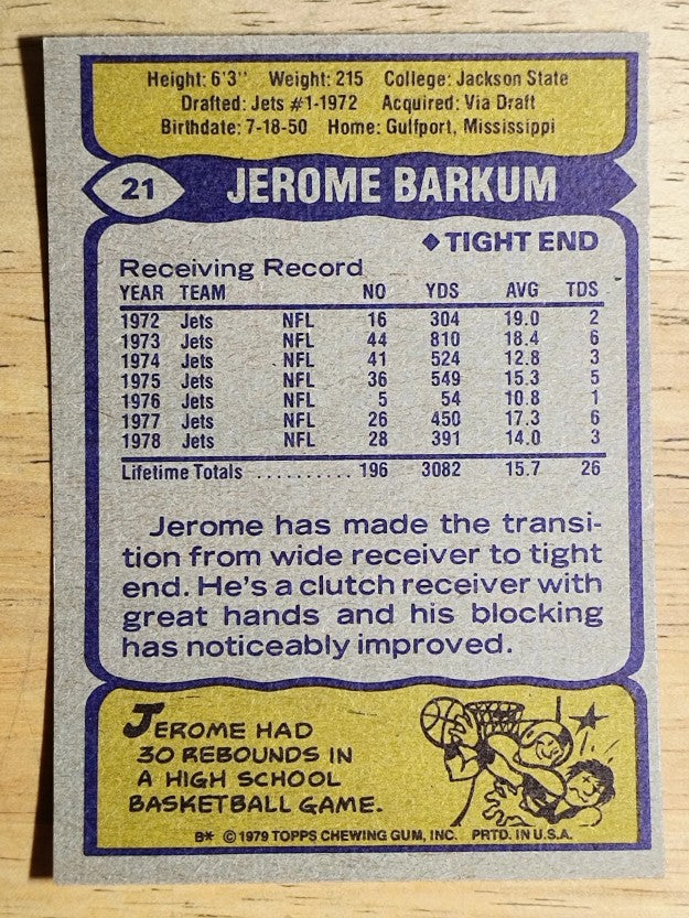 1979 Topps #21 Jerome Barkum (NM)