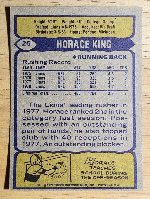 1979 Topps #26 Horace King (NM)