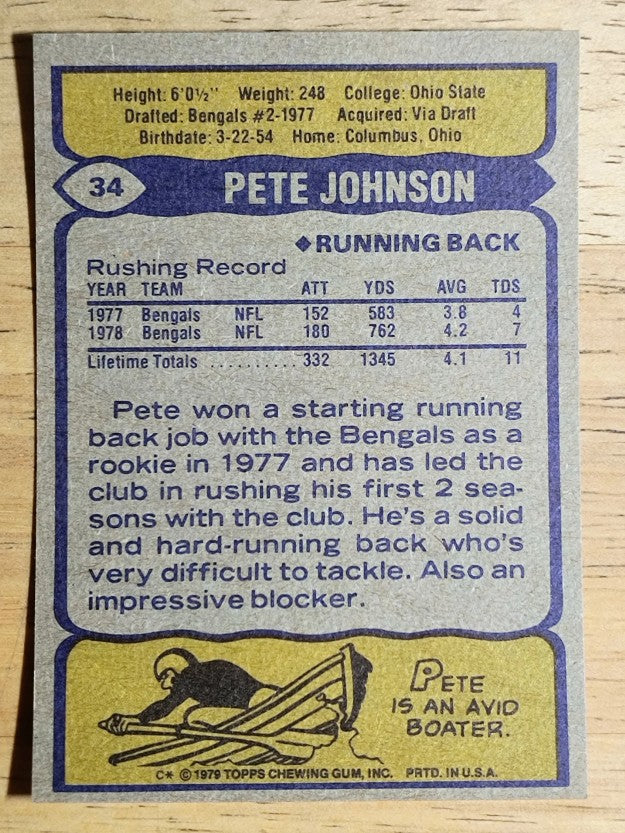 1979 Topps #34 Pete Johnson (NMMT)
