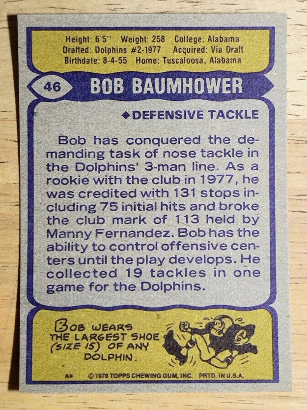 1979 Topps #46 Bob Baumhower (NMMT)