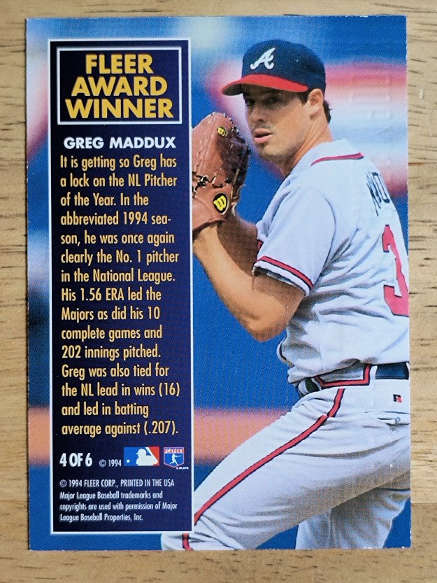 1995 Fleer Award Winners #4 Greg Maddux