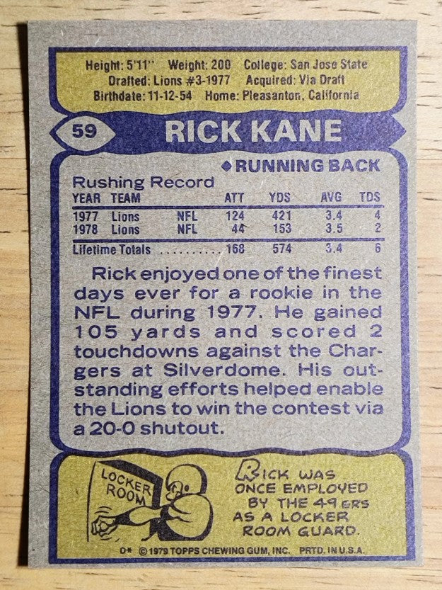 1979 Topps #59 Rick Kane (NM)