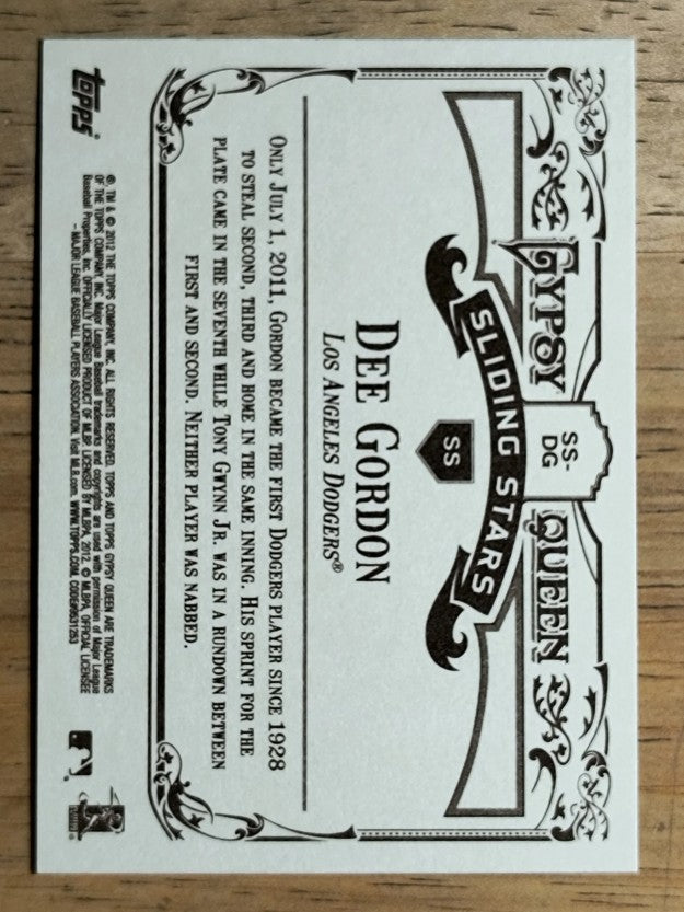 2012 Topps Gypsy Queen Sliding Stars #DG Dee Gordon