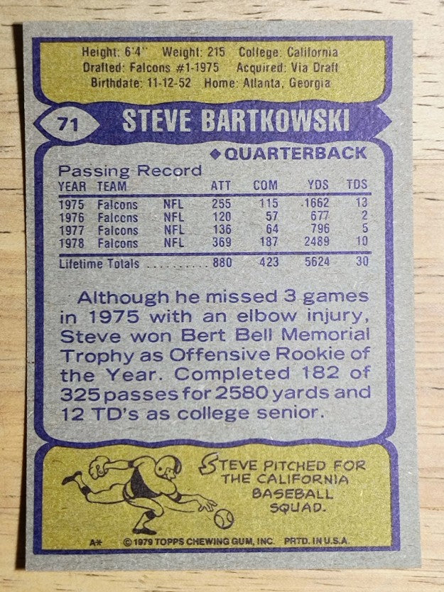 1979 Topps #71 Steve Bartkowski (NM)